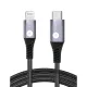 AFRA USB Charging Cable, 3A, 20W, Nylon-Braided Jacket, With Data Transmission, Type C to Lightning, 1 meter length, Durable, Tangle Free