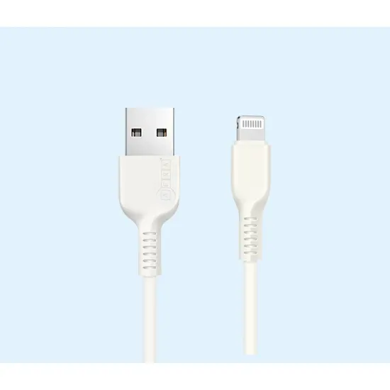 AFRA Japan USB Charging Cable, White, 2.4A, With Data Transmission, USB A to Lightning Connector, 1 meter length, Durable, Heat Resistant, PVC Serrated Cable Cord, Compatible with iPhone, iPad, iPod.