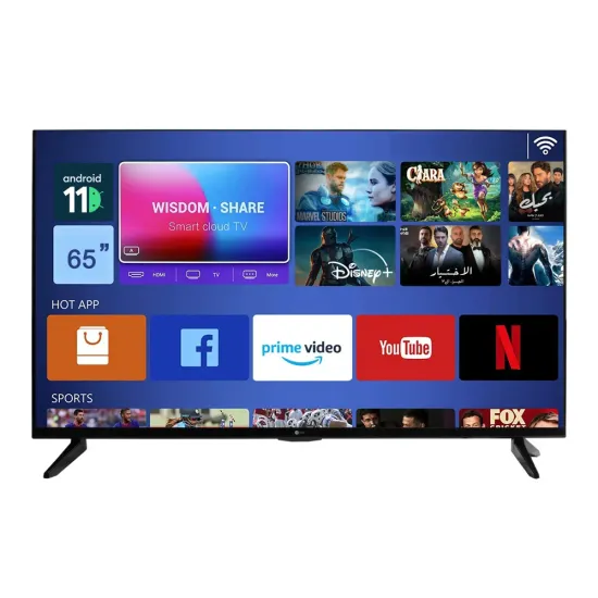 AFRA Japan Smart TV, AF-65114KBK, 65’’, UHD, 4K, Frameless, LED, Android 11, HDMI, USB, VGA, PC & Game Console Connection, Internet, Streaming, Netflix, Hulu, YouTube, Prime Video, 2 years warranty.