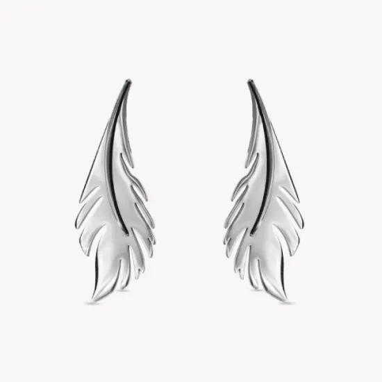 AFRA PALMETTE SILVER STAINLESS STEEL EARRING