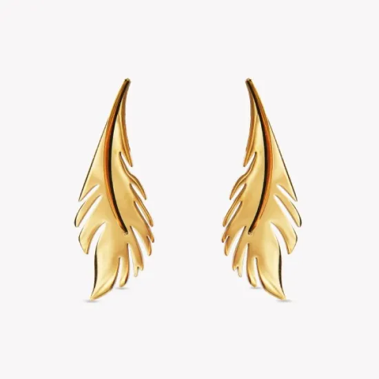 AFRA PALMETTE GOLD STAINLESS STEEL EARRING