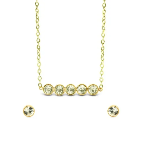 AFRA JEWEL GOLD STAINLESS STEEL SET -NECKLACE+EARRINGS