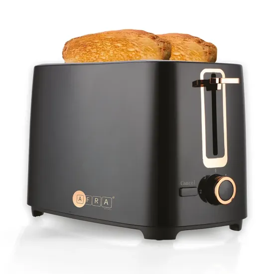 AFRA Japan Electric Breakfast Toaster, 700W, 2 Slots, Removable Crumb Tray, Plastic Body, Black Finish, G-Mark, ESMA, RoHS, CB, 2 years warranty