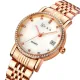 AFRA Calla Lady’s Watch, Rose Gold Metal Alloy Case, White Mop Dial, Rose Gold Bracelet Strap with Latch, Water Resistant 30m