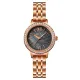 AFRA Ornate Lady’s Watch, Rose Gold Metal Alloy Case, Rose Gold Bracelet Strap, Black Dial, Water Resistant 30m