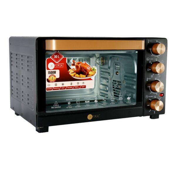 AFRA 30L Electric Oven Toaster – 1500W, Rotisserie, 7 Functions, Adjustable Thermostat – AF-3015OTBK - Image 2
