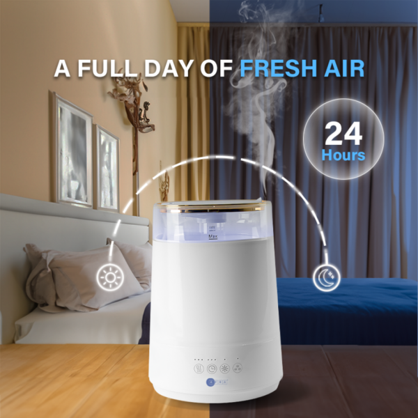 AFRA ultra sonic large humidifier 4 liter, Ultrasonic Technology, 2, 4 & 8 Hours Timer, Ambient Light, Sleeping Mode, 4 Liters Capacity, AF-801UH, 1 Year warranty - Image 4