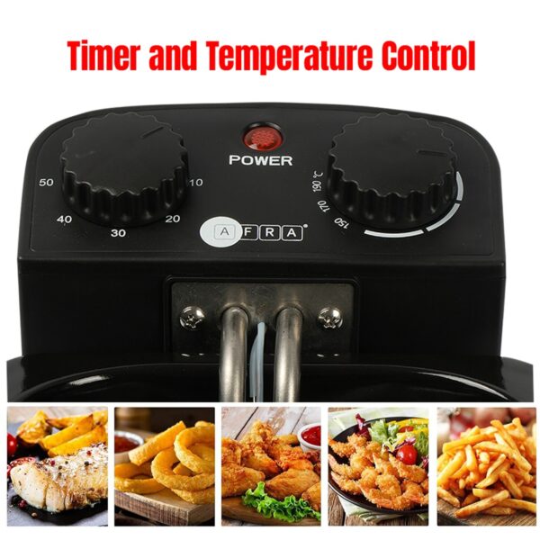 AFRA Deep Fryer, 2000W, 3 Liter, Stainless Steel Housing, Easy Clean Enamel Inner Pot, Temperature Control, Auto Shut-Off, With Viewing Window, AF-2000DFSS, 2 years Warranty. - Image 3