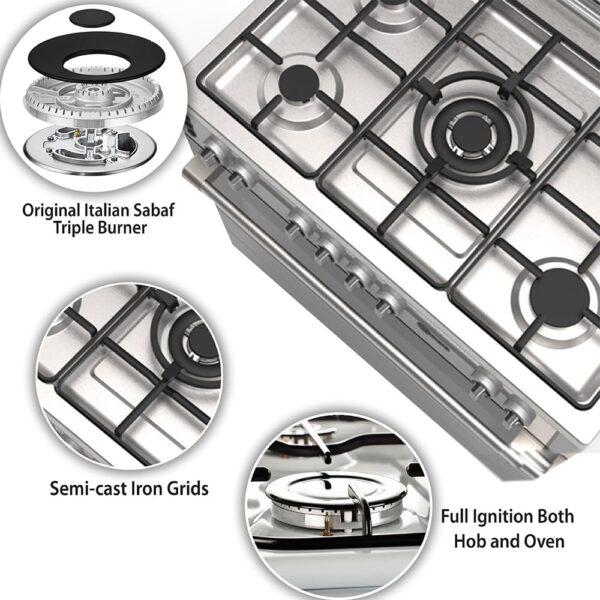 AFRA Free Standing Gas Oven 90x60cm – 5 Burners, Double Oven Burners, AF-90 - Image 8