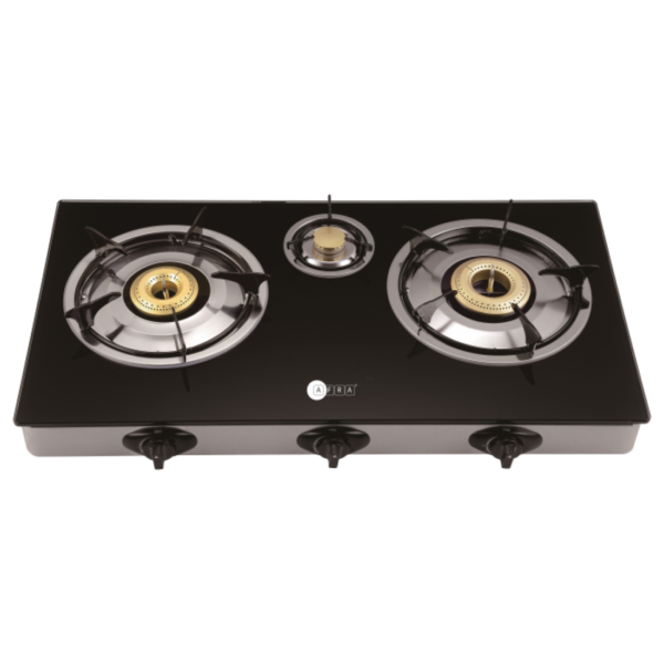 AFRA 3-Burner Gas Stove, Tempered Glass Top, Heat & Shock Resistant – AF-0003GSBK