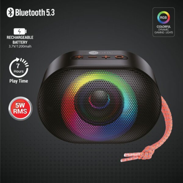 AFRA Bluetooth Speaker, 5 Watts, Black, Plastic Body, Ultra Bass, 7 Hour Playtime, Dynamic RGB Lighting, AF-0005BSBK, 2 Years Warranty - Image 4