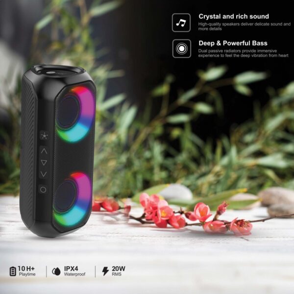 AFRA Bluetooth Speaker | 24W Ultra Bass | RGB Light | IPX4 Waterproof | Rechargeable Battery | AF-0024BSBK - Image 4
