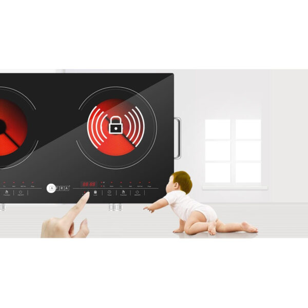 Afra Infrared Cooktop (Double), 3000W, LED Display, Child Lock, Crystal Plate, Stainless Steel Body, 4 digital LED display, G-Mark, ESMA, RoHS, And CB Certified, AF-3000ICBK, 2 Years Warranty. - Image 6