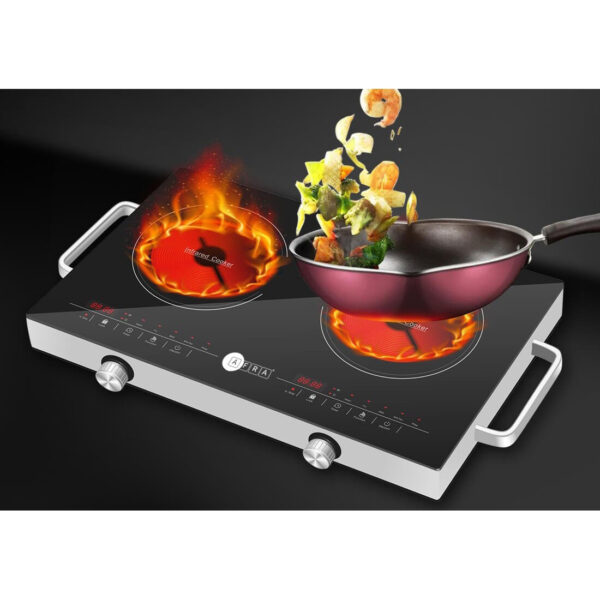 Afra Infrared Cooktop (Double), 3000W, LED Display, Child Lock, Crystal Plate, Stainless Steel Body, 4 digital LED display, G-Mark, ESMA, RoHS, And CB Certified, AF-3000ICBK, 2 Years Warranty. - Image 5