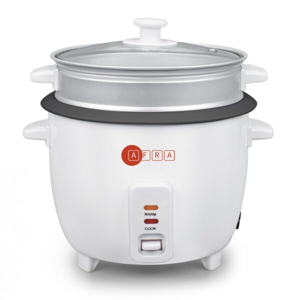Afra Rice Cooker, 1.5 Litre, Non-stick Inner Pot, Glass Lid, Aluminum Heating Plate, Keep-warm Function, With Measuring Cup & Spoon, G-mark, ESMA, ROHS, And CB Certified, AF-1550RCWT, 2 Years Warranty