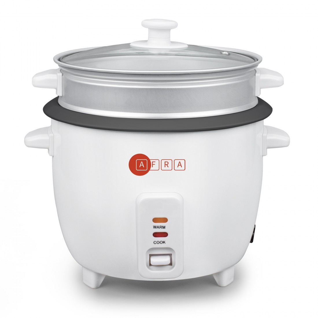 Afra Rice Cooker, 1.5 Litre, Non-stick Inner Pot, Glass Lid, Aluminum Heating Plate, Keep-warm Function, With Measuring Cup & Spoon, G-mark, ESMA, ROHS, And CB Certified, AF-1550RCWT, 2 Years Warranty