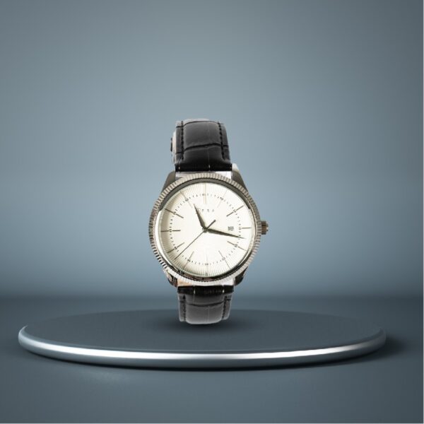 AFRA ELEMENTAL GENTS WATCH SILVER CASE WHITE DIAL BLACK LEATHER - Image 6