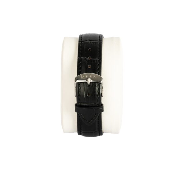 AFRA ELEMENTAL GENTS WATCH SILVER CASE WHITE DIAL BLACK LEATHER - Image 3