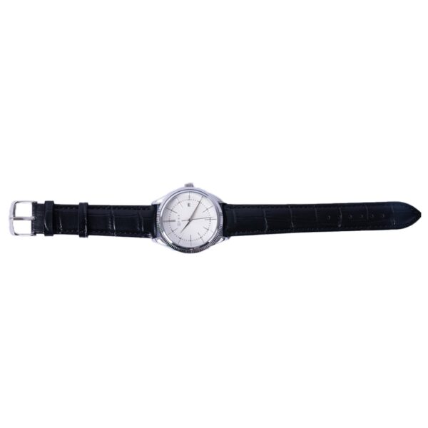 AFRA ELEMENTAL GENTS WATCH SILVER CASE WHITE DIAL BLACK LEATHER - Image 2