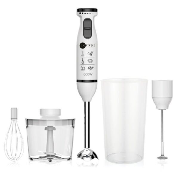 AFRA 5-in-1 Hand Blender 600W – Japanese Technology, Chopper, Whisk, Cup – AF-14600BLCR - Image 2