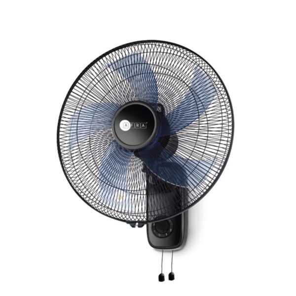 AFRA Wall Mount Fan, 16 Inch, 60w, 5.5m3/min Flow Rate, 90? Oscillation, RPM 1250 with 3 Speed Setting, Black, AF-1612WFBK, 2 Year Warranty