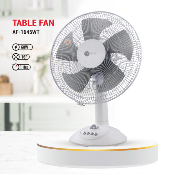 AFRA Electric Table Fan, 45W, White, G-Mark, ESMA, RoHS, And CB Certified, AF-1645WT, 2 Years Warranty - Image 2