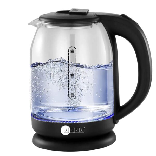 AFRA Electric Glass Kettle, 1500W, 1.8L, Strong Glass Body, 360? cordless electric jug, Overheat protection with Automatic cut-off, LED Indicator, CB Certified, AF-1820KTGL, with 2 years warranty,