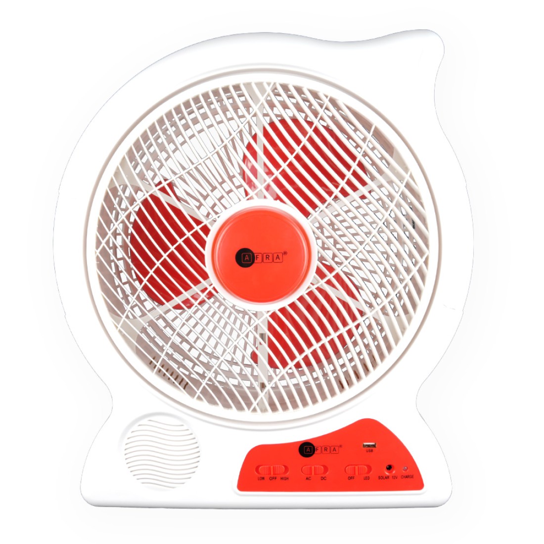 AFRA Portable Compact Fan, 6V, 12??, 4.5Ah, Rechargeable, Adjustable, Wide Angle Coverage, LED Night Light, USB Ports, Power Saving, Overcharge Protection, AF-2301RECF, With 2 Year Warranty.