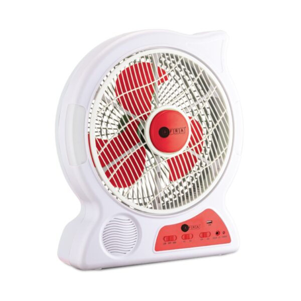 AFRA 12-Inch Rechargeable Fan, 6V 4.5Ah, LED Light, USB Ports, Low Noise – AF-1010USBF, 2-Year Warranty - Image 2