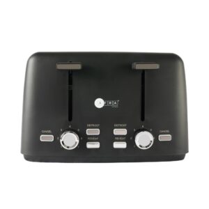AFRA 4-Slot Electric Toaster 1600W – Browning, Reheat, Defrost, Matte Black – AF-24700TOBL