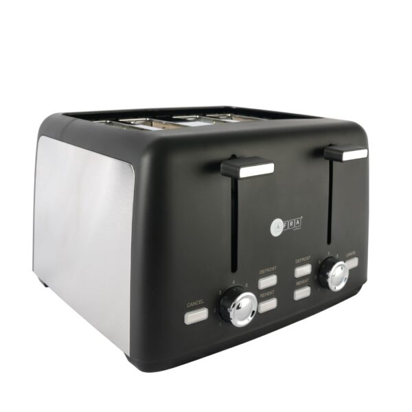 AFRA 4-Slot Electric Toaster 1600W – Browning, Reheat, Defrost, Matte Black – AF-24700TOBL - Image 4