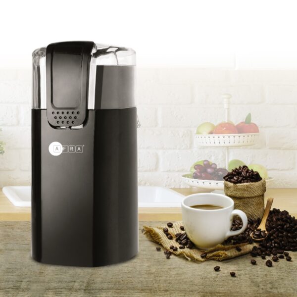 AFRA Coffee Grinder, 150W, Black, 60g Capacity, Adjustable, Black Finish, Transparent Cover, GMARK, ESMA, RoHS, And CB, AF-6150CGRBL, With 2 Years Warranty - Image 2