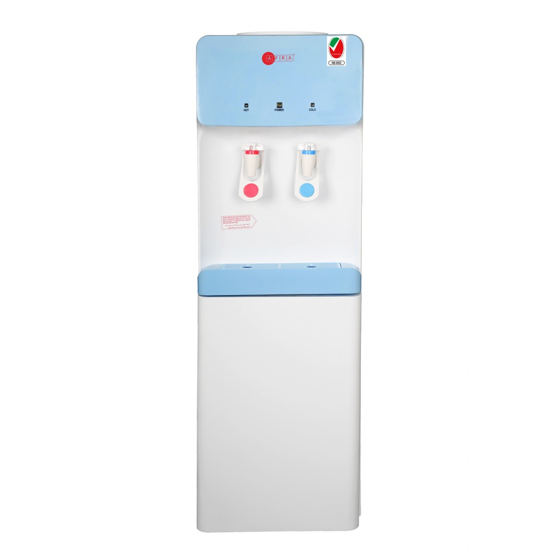 AFRA Water Dispenser Cabinet, 5L, 630W, Floor Standing, Top Load, Compressor Cooling, 2 Tap, Stainless Steel Tanks, Blue & White, G-MARK, ESMA, ROHS, and CB Certified, AF-95WDWT, 2 years Warranty