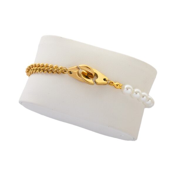 AFRA JEW PEARLET GOLD STAINLESS STEEL BRACELET - Image 4