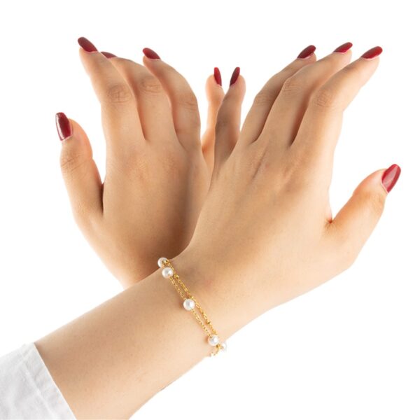 AFRA JEW PEARLET GOLD STAINLESS STEEL BRACELET - Image 7