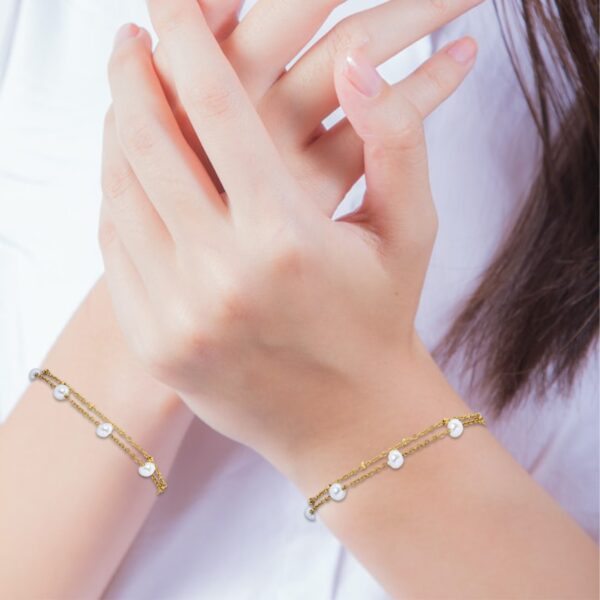 AFRA JEW PEARLET GOLD STAINLESS STEEL BRACELET - Image 6