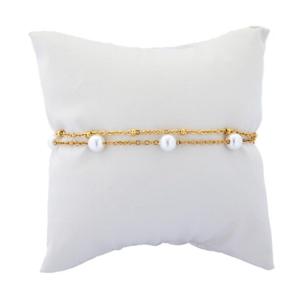 AFRA JEW PEARLET GOLD STAINLESS STEEL BRACELET - Image 2