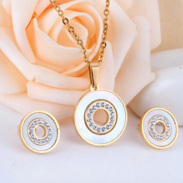 AFRA JEW GLAZE GOLD STAINLESS STEEL SET -NECKLACE+EARRINGS - Image 2