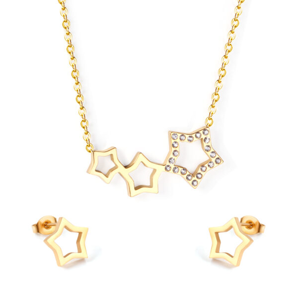 AFRA JEW ORION ROSEGOLD STAINLESS STEEL SET -NECKLACE+EARRINGS
