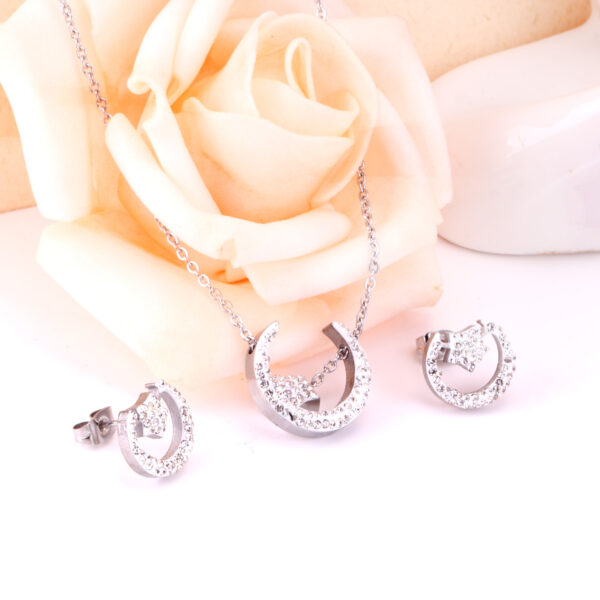 AFRA JEW AYLIN SILVER STAINLESS STEEL SET -NECKLACE+EARRINGS - Image 2