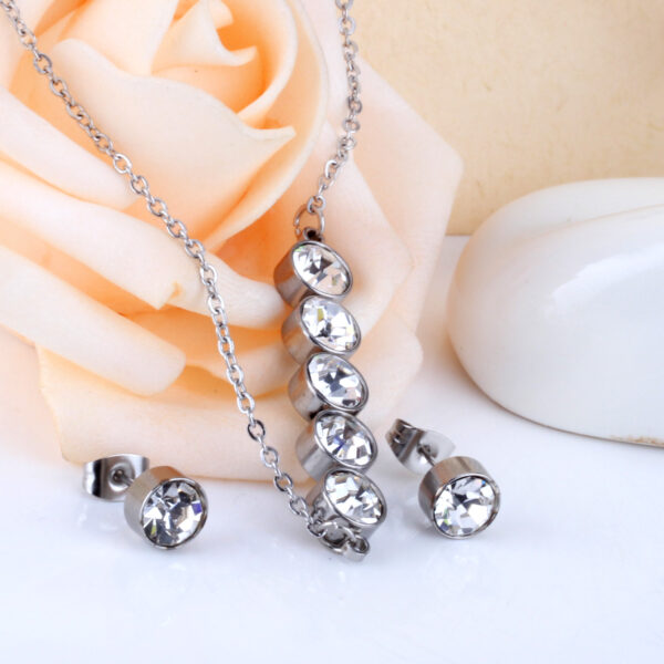 AFRA JEW JEWEL SILVER STAINLESS STEEL SET -NECKLACE+EARRINGS - Image 2