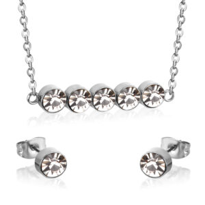 AFRA JEW JEWEL SILVER STAINLESS STEEL SET -NECKLACE+EARRINGS