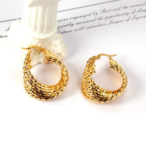 AFRA JEW PALMETTE GOLD STAINLESS STEEL EARRING - Image 2