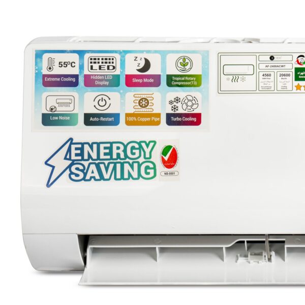 AFRA 1.5 Ton Wall Split Air Conditioner T3 R410a - Extreme Cooling, Hidden LED Display, Sleep Mode, Pure Copper Wire, Intelligent Defrost - Auto Restart, AF-1800ACWT, 5-year compressor warranty - Image 2