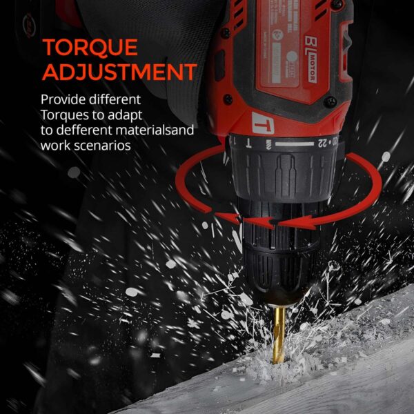 AFRA Cordless Brushless Driver/Hammer Drill, 20V MAX 13MM, 550-2000r/Min No-Load Speed, 60N.M Torque, 22+2 Torque Settings, Mechanical 2-Speed Gear, AFT-13-20CDRD, 1-Year Warranty - Image 4