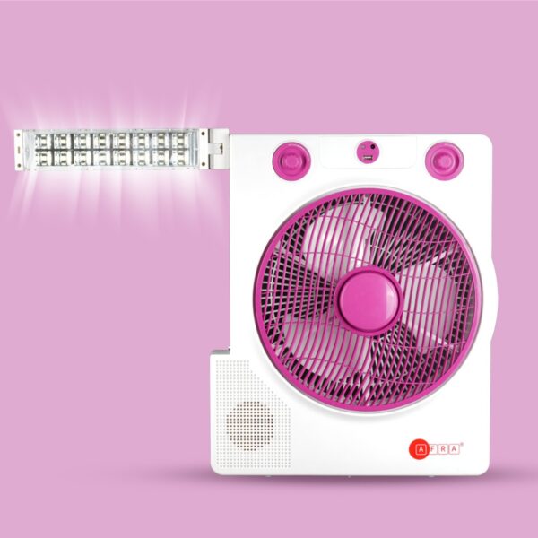 AFRA Portable Compact Fan, 220-240V, 12??, Rechargeable, Adjustable, Wide Angle Coverage, LED Light, USB Ports, Solar Charging Jack, Power Saving, AF-3200RECF, With 2 Year Warranty - Image 3