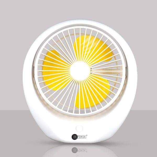 AFRA Portable Compact Fan, 3.7V, 6??, 1800mAh, With Carrying Handle, Rechargeable, Adjustable, Wide Angle Coverage, Low Noise, Power Saving, Overcharge Protection, With 2 Year Warranty