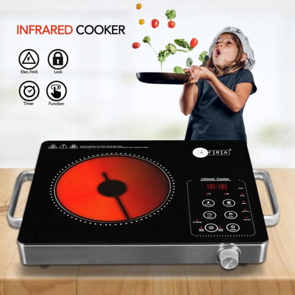 AFRA 2000W Infrared Cooktop – Single Burner, LED Display, Crystal Plate – AF-2000ICBK - Image 3