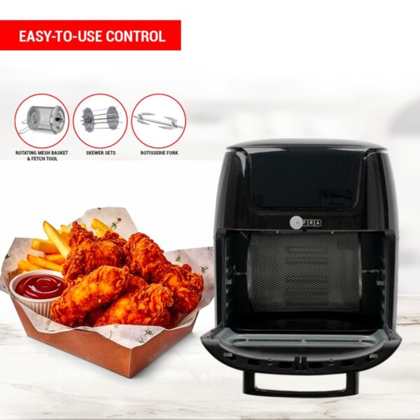 AFRA Air Fryer Oven, 12L Capacity, Adjustable Temperature, Heat Distribution, Fast Operation, Overheat Protection, Cool Touch Housing, AF-1218AFBK, 2-Year Warranty - Image 3