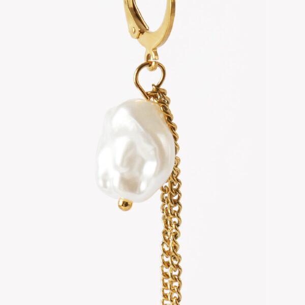 AFRA JEW DANGLING GOLD STAINLESS STEEL EARRING - Image 3